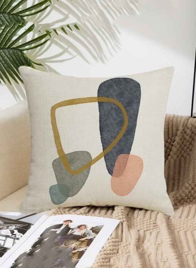 مجموعة من 4 أغطية وسائد عصرية بنمط بوهيمي - 45×45 سم، مصنوعة من مزيج الكتان بتصميم هندسي تجريدي، أغطية وسائد مزخرفة لإطلالة أنيقة ومريحة. - Image 4